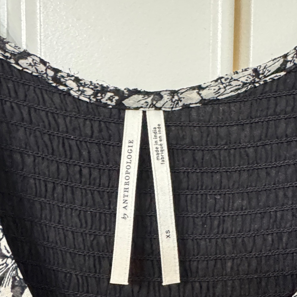 Anthropologie Black and White Floral High Low Dress - Picture 2 of 5